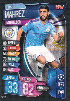 Riyad Mahrez Manchester City 2019/20 Topps Match Attax CL #MCY14